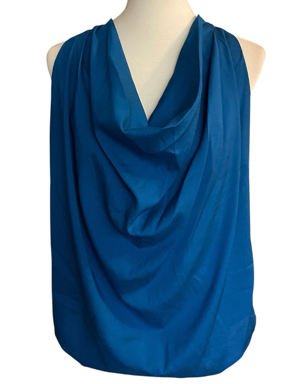 Vibrant Teal Draped Front Sleeveless Top